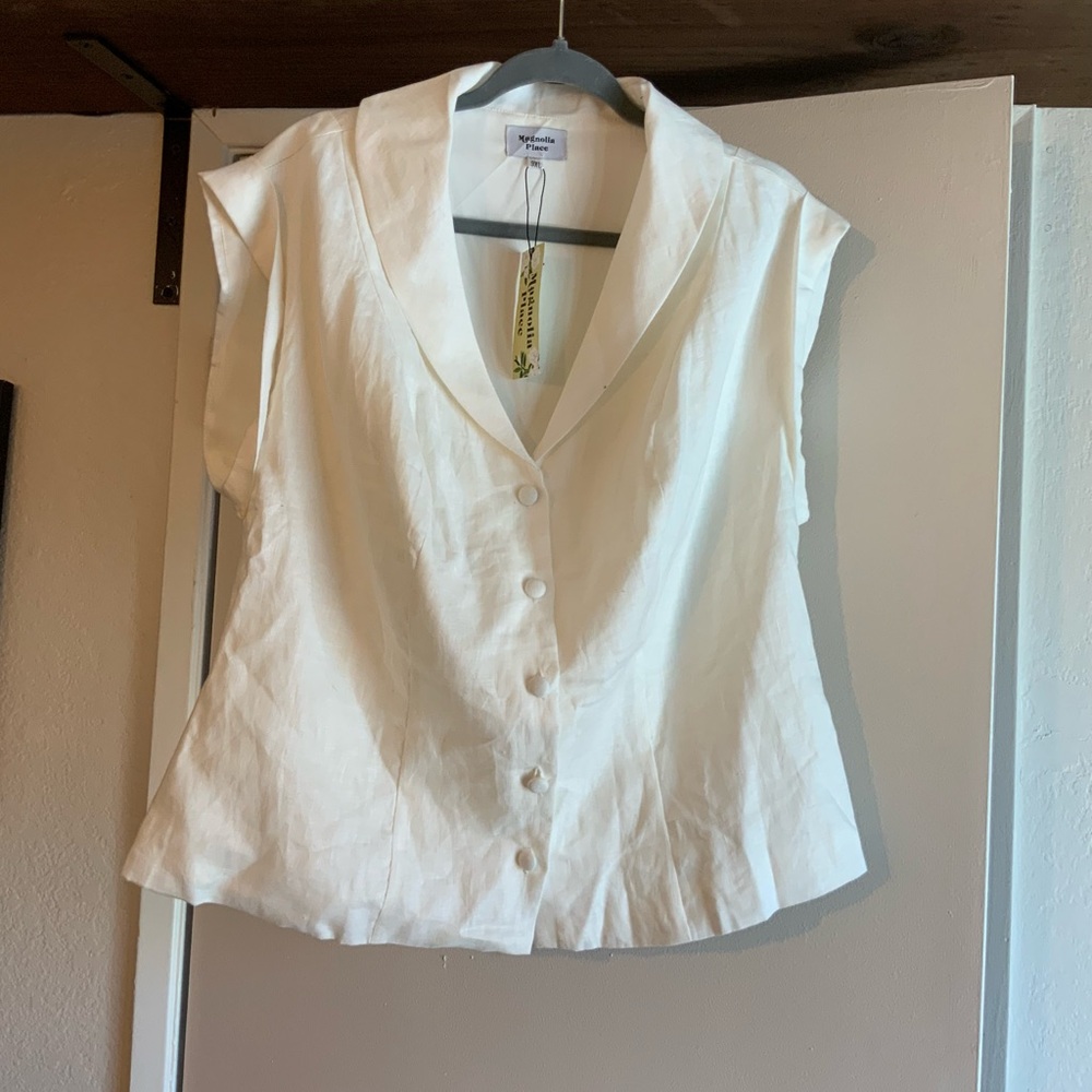 Magnolia Place white button up top